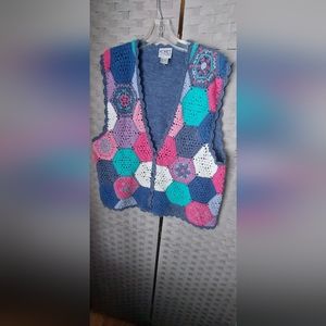 Vintage crochet patchwork vest size Med #cottagecore